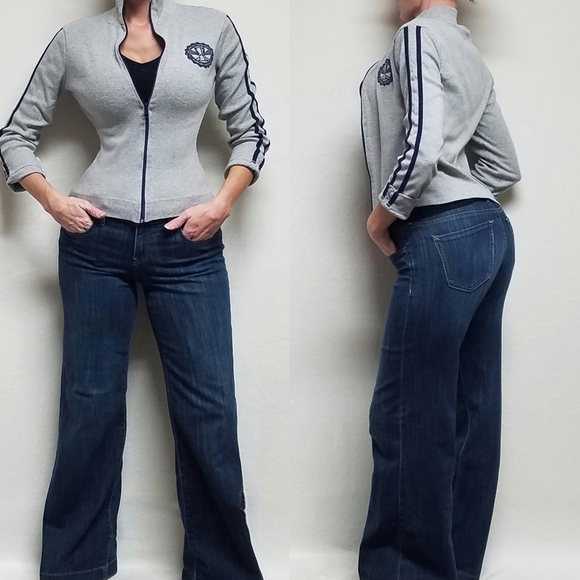 VINTAGE 90s Route 66 Womens LaCrosse League Chapions Grey Blue Zip Up Sweatshirt - Picture 1 of 14
